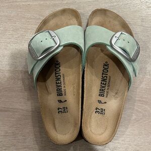 Birkenstock Women's Madrid Big Buckle Sandals, Pure Sage/Silver, 37, 6/6.5